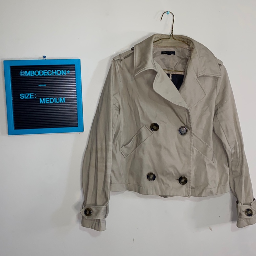 Womens Medium Cream Shinestar Jacket Business/short trench EUC